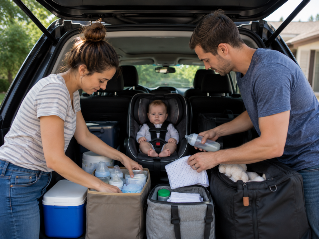 Family packing for a trip