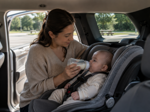 Feeding time in the car