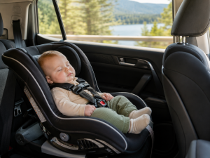 Peaceful nap during a scenic drive