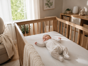 Peaceful nursery with sleeping baby